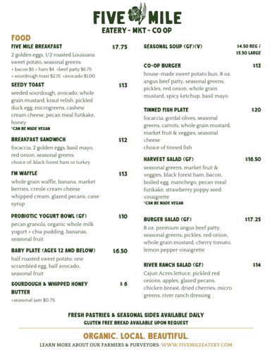 FOOD MENU - MENU 1